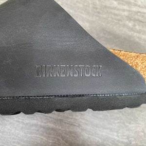 BIRKENSTOCK Arizona Black Oiled Leather Soft Footbed logo