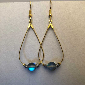 Faux Opal and Gold Tear Earrings - Craft Shop Bantry