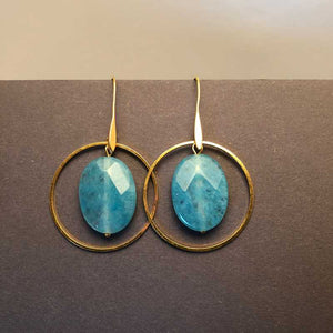 Amazonite and Gold Hoop Earrings - Craft Shop Bantry