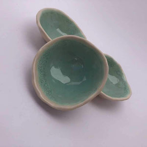 Teal Pinch Pots by Jackie Dee - Craft Shop Bantry