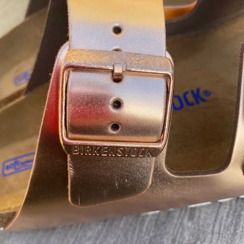 In stock Now BIRKENSTOCK Arizona Metallic Copper Leather Bantry