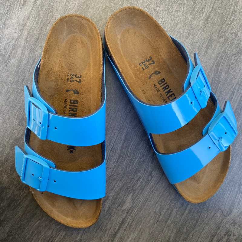 Birkenstock metallic online blue