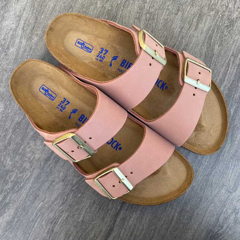 Birkenstock Gizeh R Soft Footbed Old Rose Nubuck Leather Womens