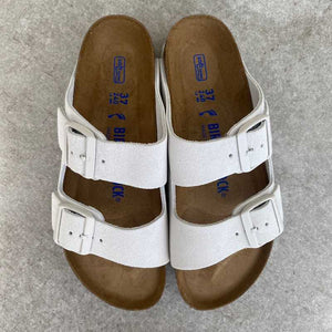BIRKENSTOCK Arizona Antique White Suede Leather Soft Footbed top