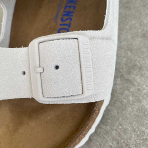 BIRKENSTOCK Arizona Antique White Suede Leather Soft Footbed buckle