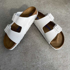 BIRKENSTOCK Arizona Antique White Suede Leather Soft Footbed everyday