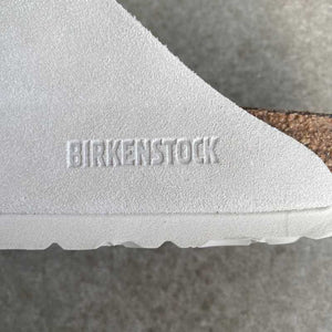 BIRKENSTOCK Arizona Antique White Suede Leather Soft Footbed logo