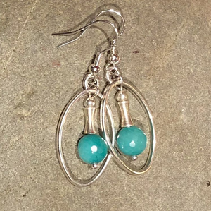 Oval and Teal Earrings - Craft Shop Bantry