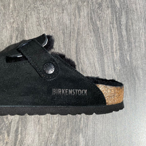 BIRKENSTOCK Boston Shearling Black Suede Leather