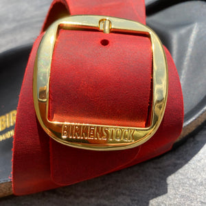 BIRKENSTOCK EXCLUSIVE Madrid Big Buckle Fire Red Oiled Leather logo detail in big buckle