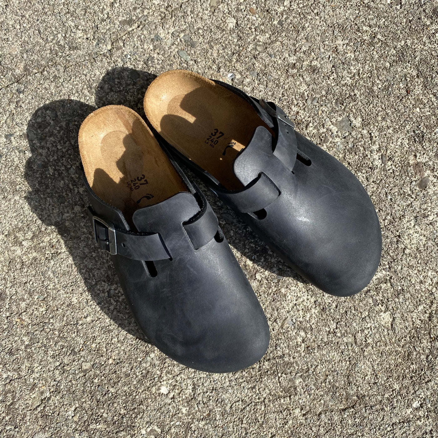 Black oiled leather birkenstock shop